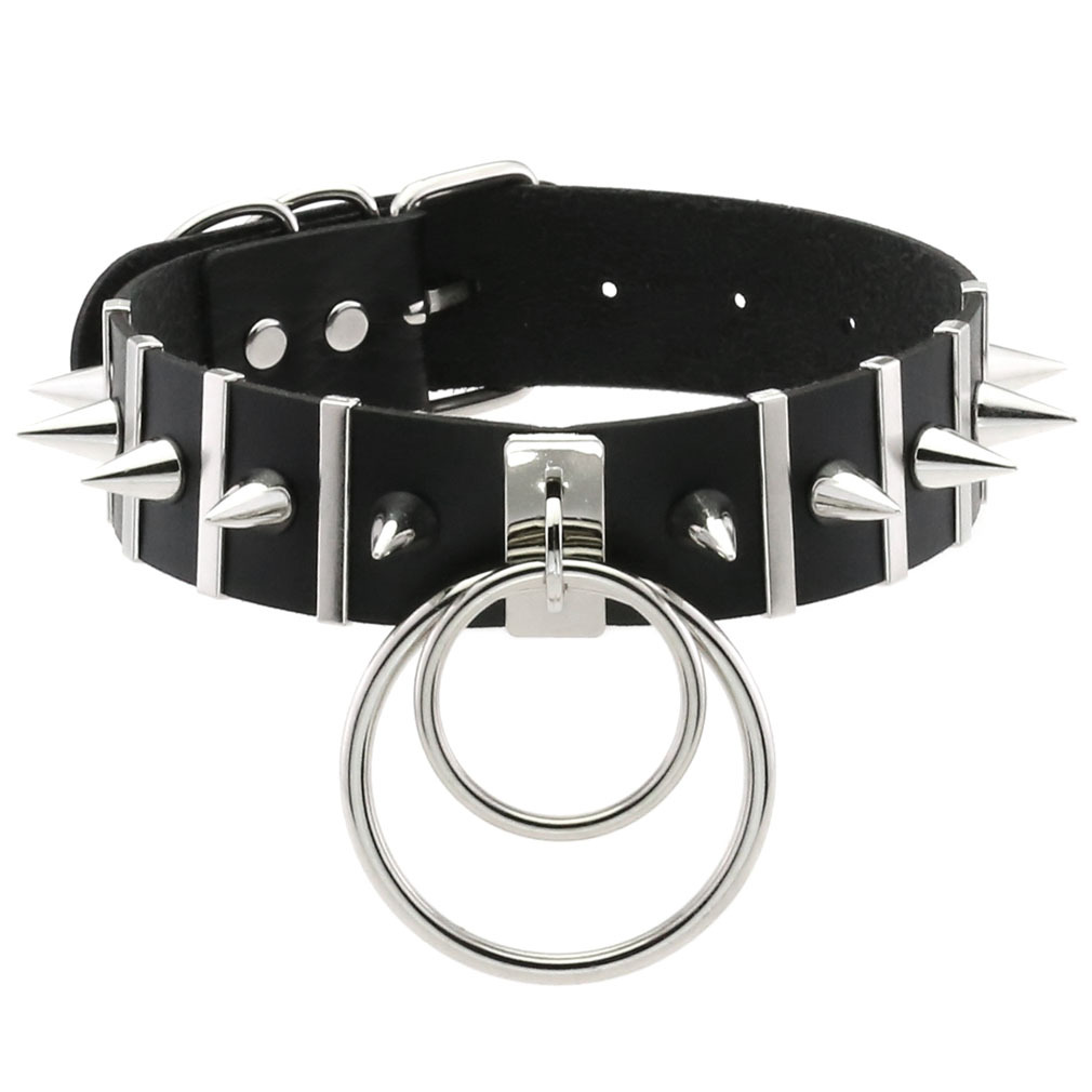 Women'S Emo Accessories - Grandi punte girocollo collare in pelle