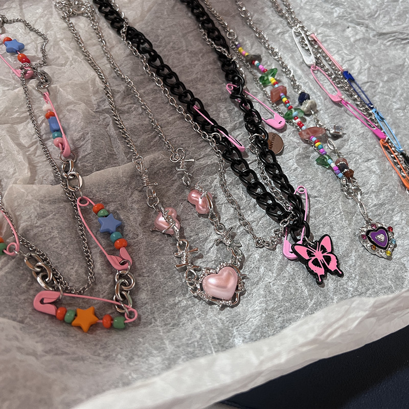 Women'S Emo Accessories - Collana girocollo Vintage Y2k Pink Pin