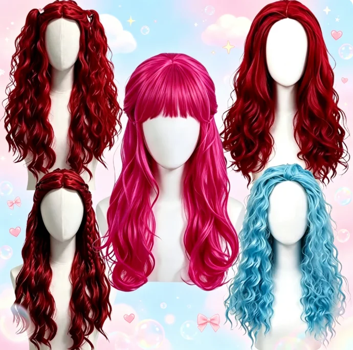 Parrucca sintetica lunga e ric - Women'S Red Accessories recensione e prezzo